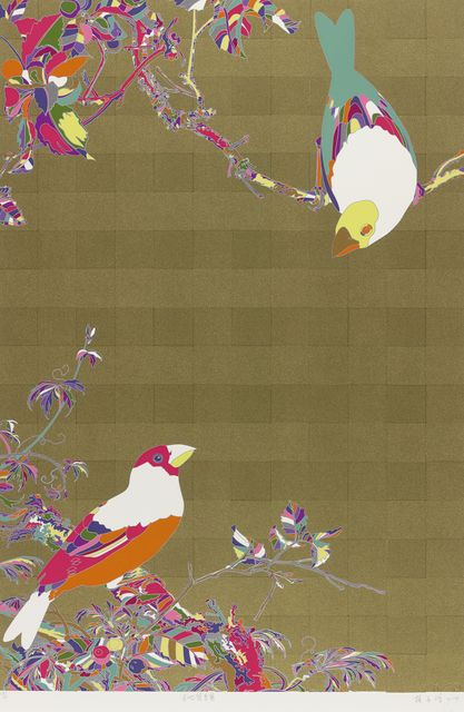 金地雙鳥圖