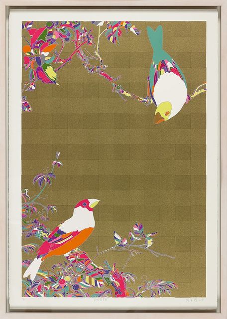 金地雙鳥圖